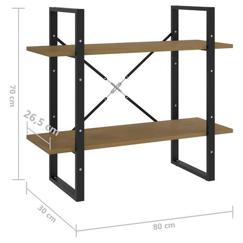 Bogreol 80x30x70 cm 2 hylder massivt fyrretræ