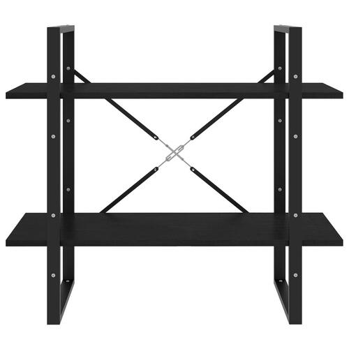 Bogreol med 2 hylder 80x30x70 cm massivt fyrretræ sort