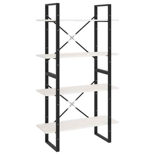 Bogreol med 4 hylder 80x30x140 cm massivt fyrretræ hvid