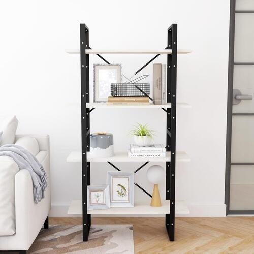 Bogreol med 4 hylder 80x30x140 cm massivt fyrretræ hvid
