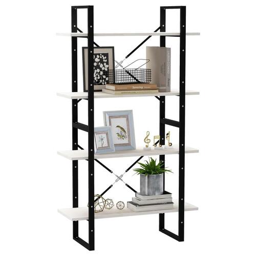 Bogreol med 4 hylder 80x30x140 cm massivt fyrretræ hvid