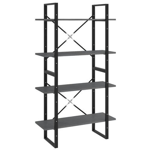 Bogreol med 4 hylder 80x30x140 cm massivt fyrretræ grå
