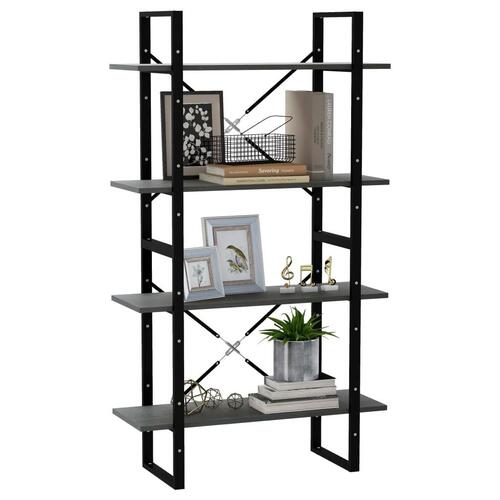 Bogreol med 4 hylder 80x30x140 cm massivt fyrretræ grå
