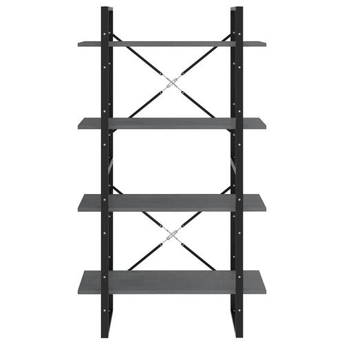 Bogreol med 4 hylder 80x30x140 cm massivt fyrretræ grå