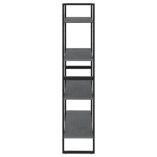 Bogreol med 4 hylder 80x30x140 cm massivt fyrretræ grå
