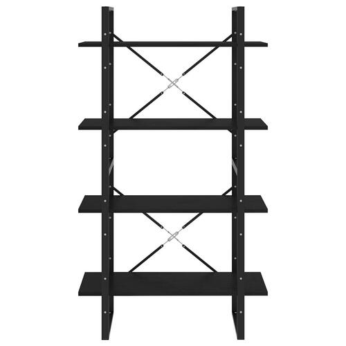 Bogreol med 4 hylder 80x30x140 cm massivt fyrretræ sort