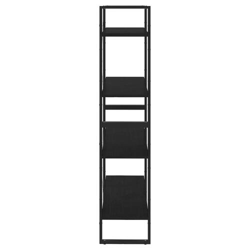 Bogreol med 4 hylder 80x30x140 cm massivt fyrretræ sort