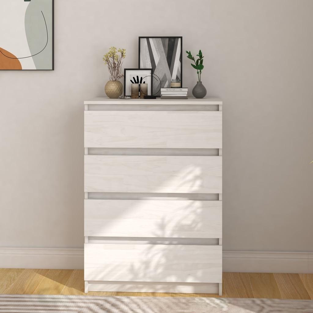 Kommode 60x36x84 cm massivt fyrretræ hvid
