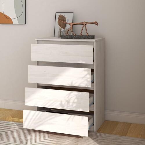 Kommode 60x36x84 cm massivt fyrretræ hvid