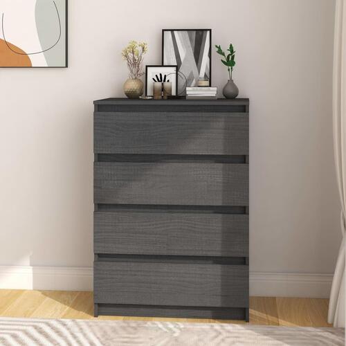 Kommode 60x36x84 cm massivt fyrretræ grå