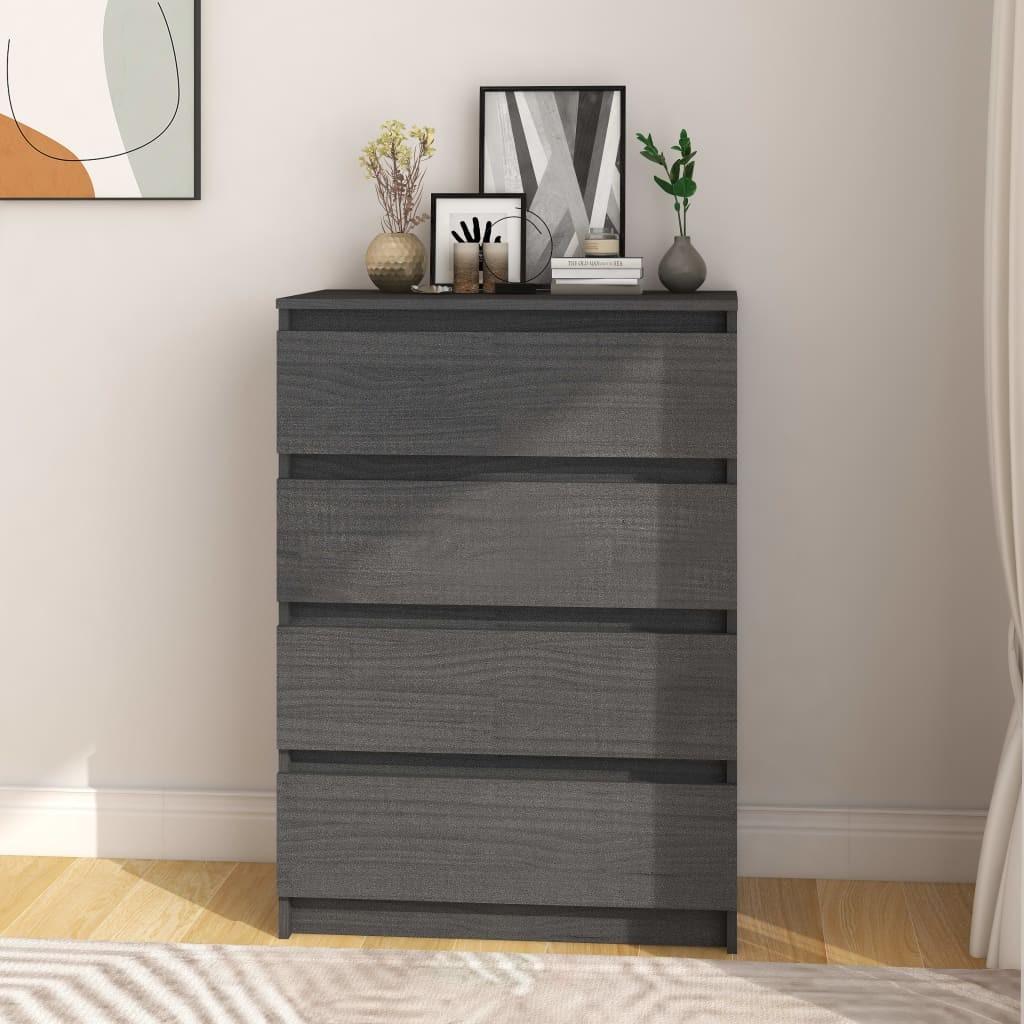 Kommode 60x36x84 cm massivt fyrretræ grå