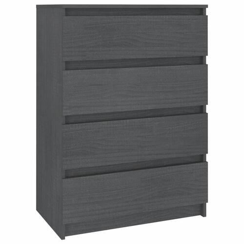 Kommode 60x36x84 cm massivt fyrretræ grå