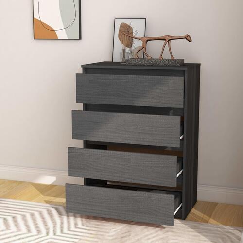 Kommode 60x36x84 cm massivt fyrretræ grå