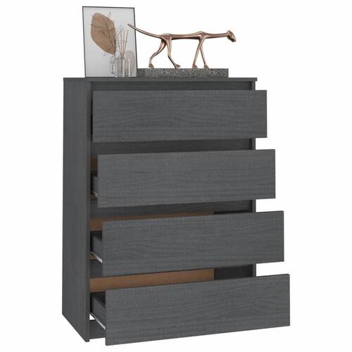 Kommode 60x36x84 cm massivt fyrretræ grå