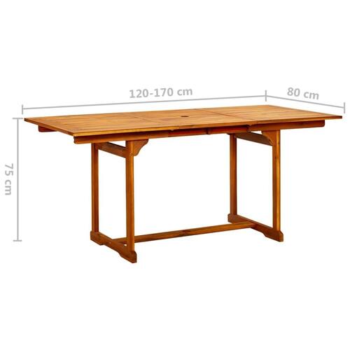 Havebord (120-170)x80x75 cm massivt akacietræ