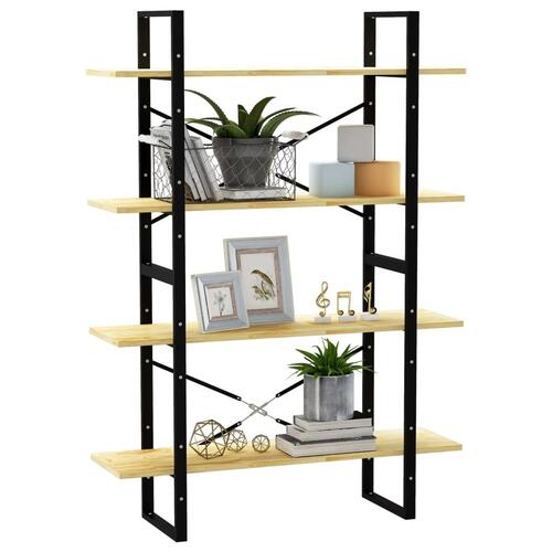 Bogreol 100x30x140 cm 4 hylder massivt fyrretræ
