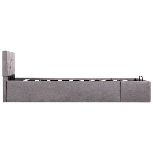 Hydraulisk opbevaringsseng 100 x 200 cm stof gråbrun