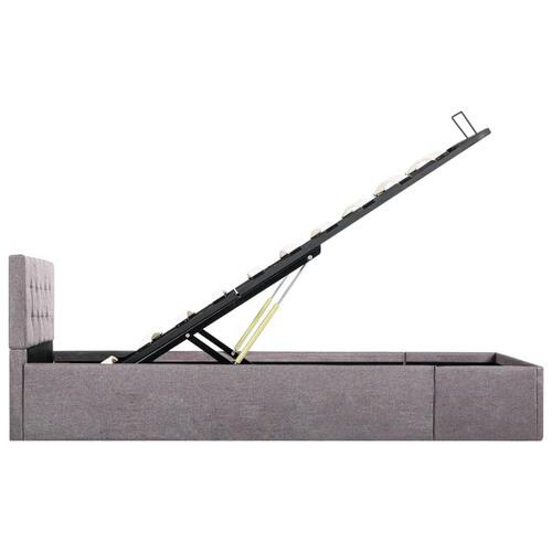 Hydraulisk opbevaringsseng 100 x 200 cm stof gråbrun