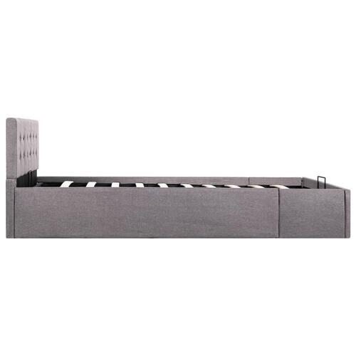 Hydraulisk opbevaringsseng 120 x 200 cm stof gråbrun