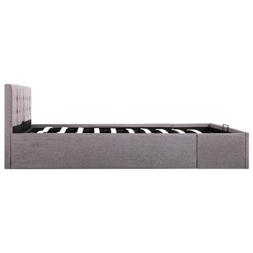 Hydraulisk opbevaringsseng 160 x 200 cm stof gråbrun