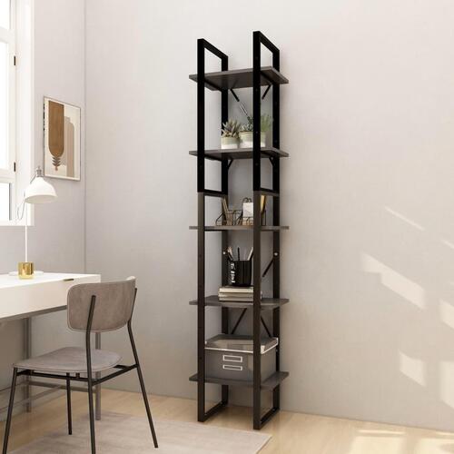 Bogreol 40x30x175 cm 5 hylder massivt fyrretræ grå