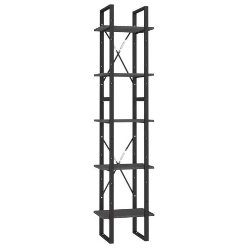 Bogreol 40x30x175 cm 5 hylder massivt fyrretræ grå