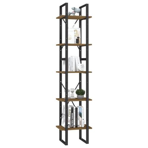 Bogreol 40x30x175 cm 5 hylder massivt fyrretræ brun