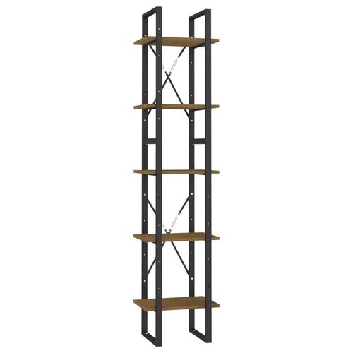 Bogreol 40x30x175 cm 5 hylder massivt fyrretræ brun