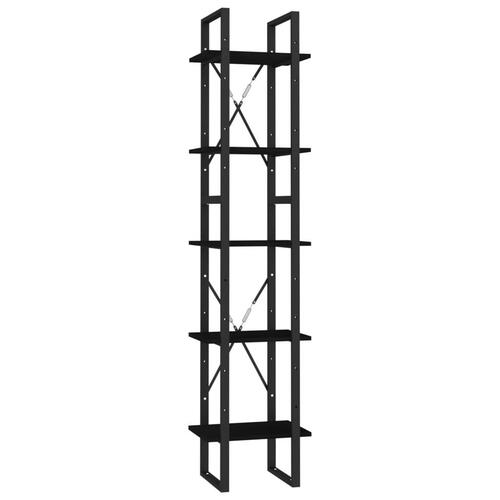 Bogreol 40x30x175 cm 5 hylder massivt fyrretræ sort