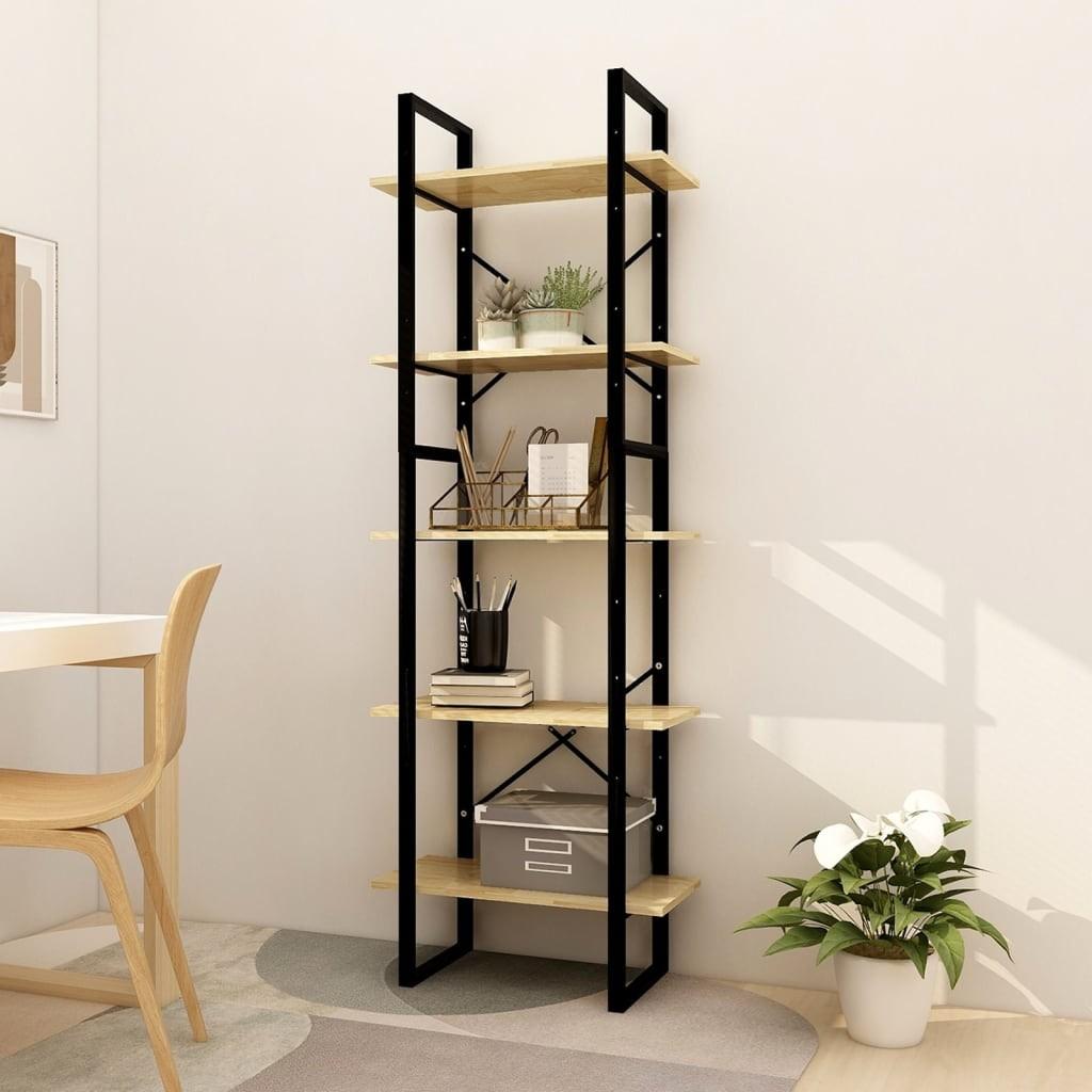 Bogreol med 5 hylder 60x30x175 cm fyrretræ