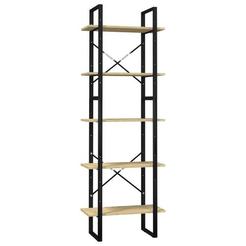 Bogreol med 5 hylder 60x30x175 cm fyrretræ