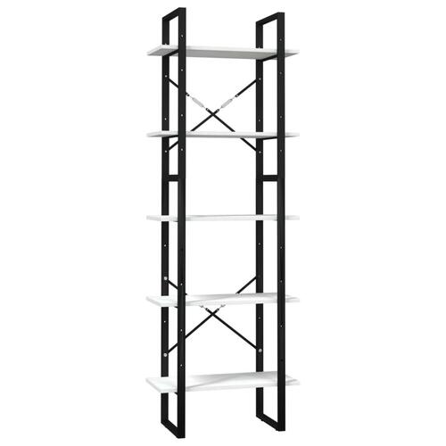 Bogreol 60x30x175 cm 5 hylder massivt fyrretræ hvid