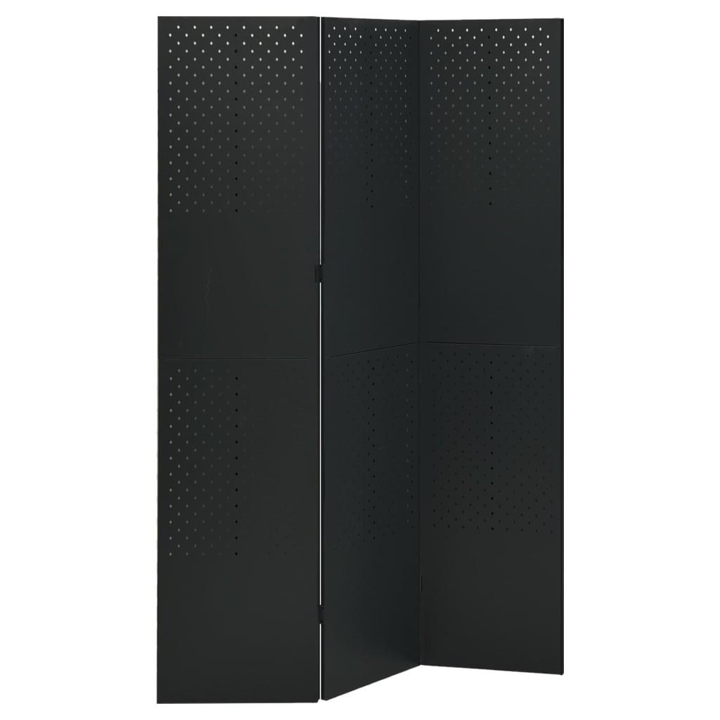 3-panels rumdeler 120x180 cm stål sort billede