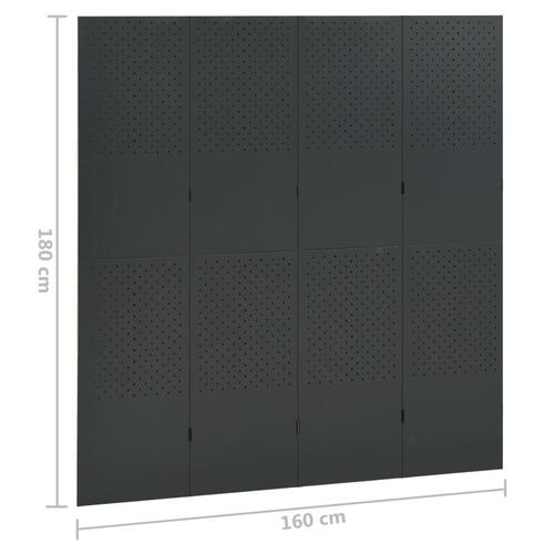 4-panels rumdeler 160x180 cm stål antracitgrå