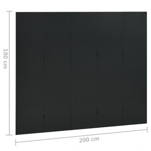 5-panels rumdeler 200x180 cm stål sort