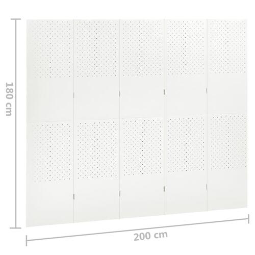 5-panels rumdeler 200x180 cm stål hvid