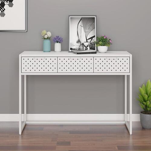 Konsolbord 106x35x75 cm stål hvid