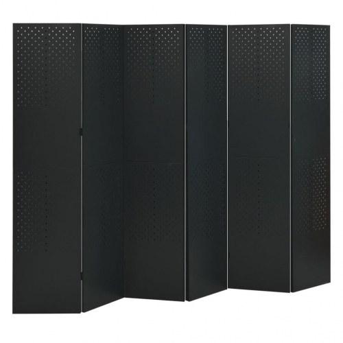 Rumdeler med 6 paneler 240×180 cm - stål, sort