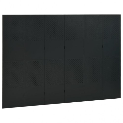 Rumdeler med 6 paneler 240×180 cm - stål, sort