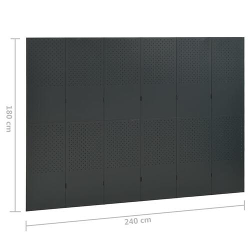 6-panels rumdeler 240x180 cm stål antracitgrå