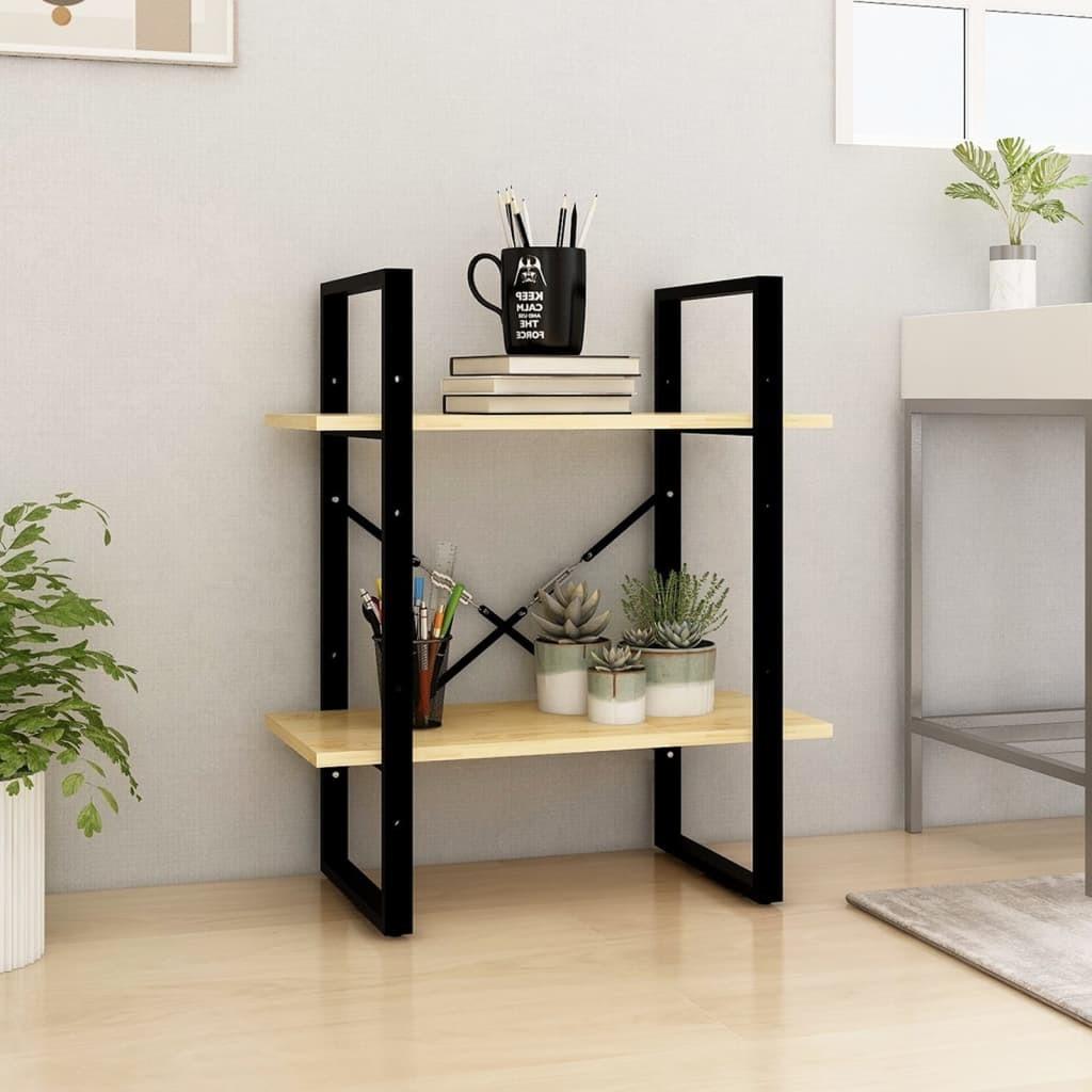 Bogreol 60x30x70 cm 2 hylder massivt fyrretræ