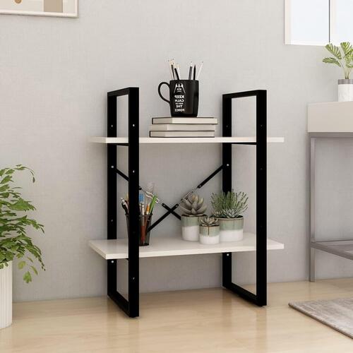 Bogreol 60x30x70 cm 2 hylder massivt fyrretræ hvid