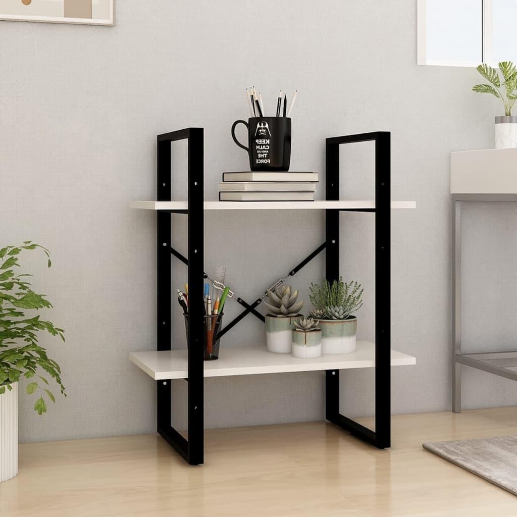 Bogreol med 2 hylder 60x30x70 cm massivt fyrretræ hvid