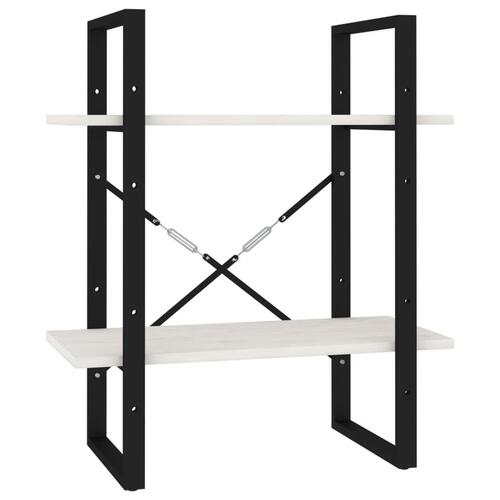 Bogreol 60x30x70 cm 2 hylder massivt fyrretræ hvid