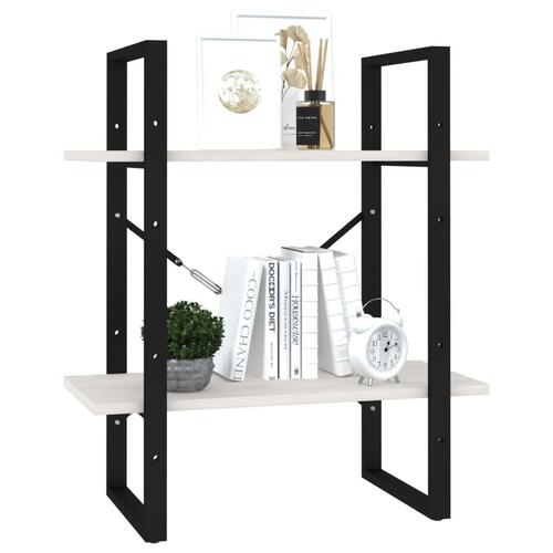 Bogreol 60x30x70 cm 2 hylder massivt fyrretræ hvid