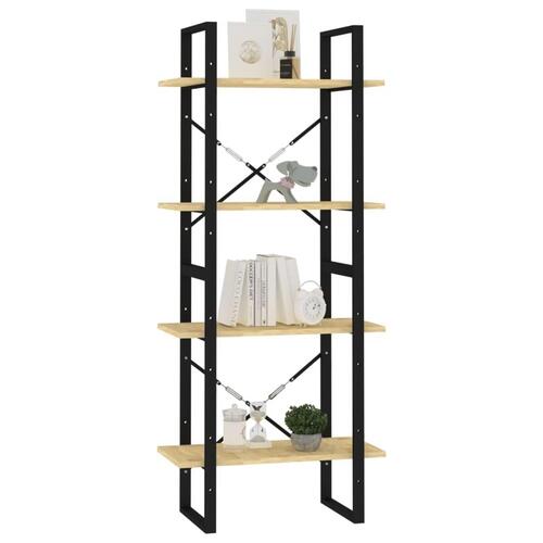Bogreol 60x30x140 cm 4 hylder massivt fyrretræ