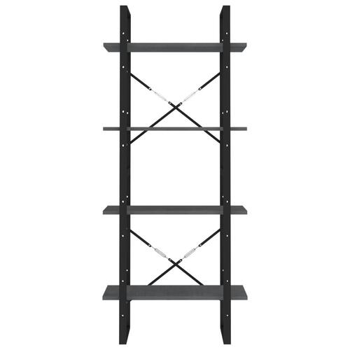 Bogreol med 4 hylder 60x30x140 cm massivt fyrretræ grå