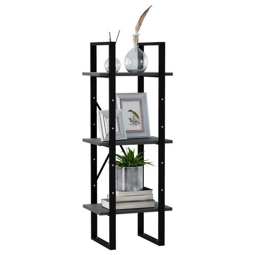Bogreol med 3 hylder 40x30x105 cm massivt fyrretræ grå