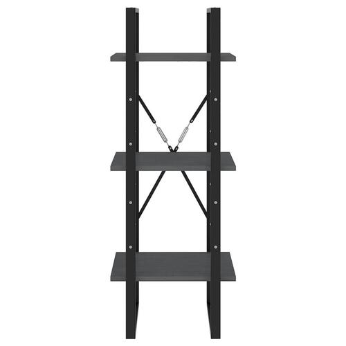 Bogreol med 3 hylder 40x30x105 cm massivt fyrretræ grå