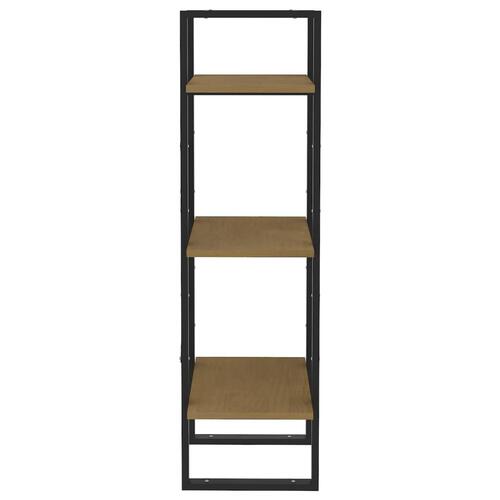 Bogreol med 3 hylder 40x30x105 cm massivt fyrretræ honningbrun